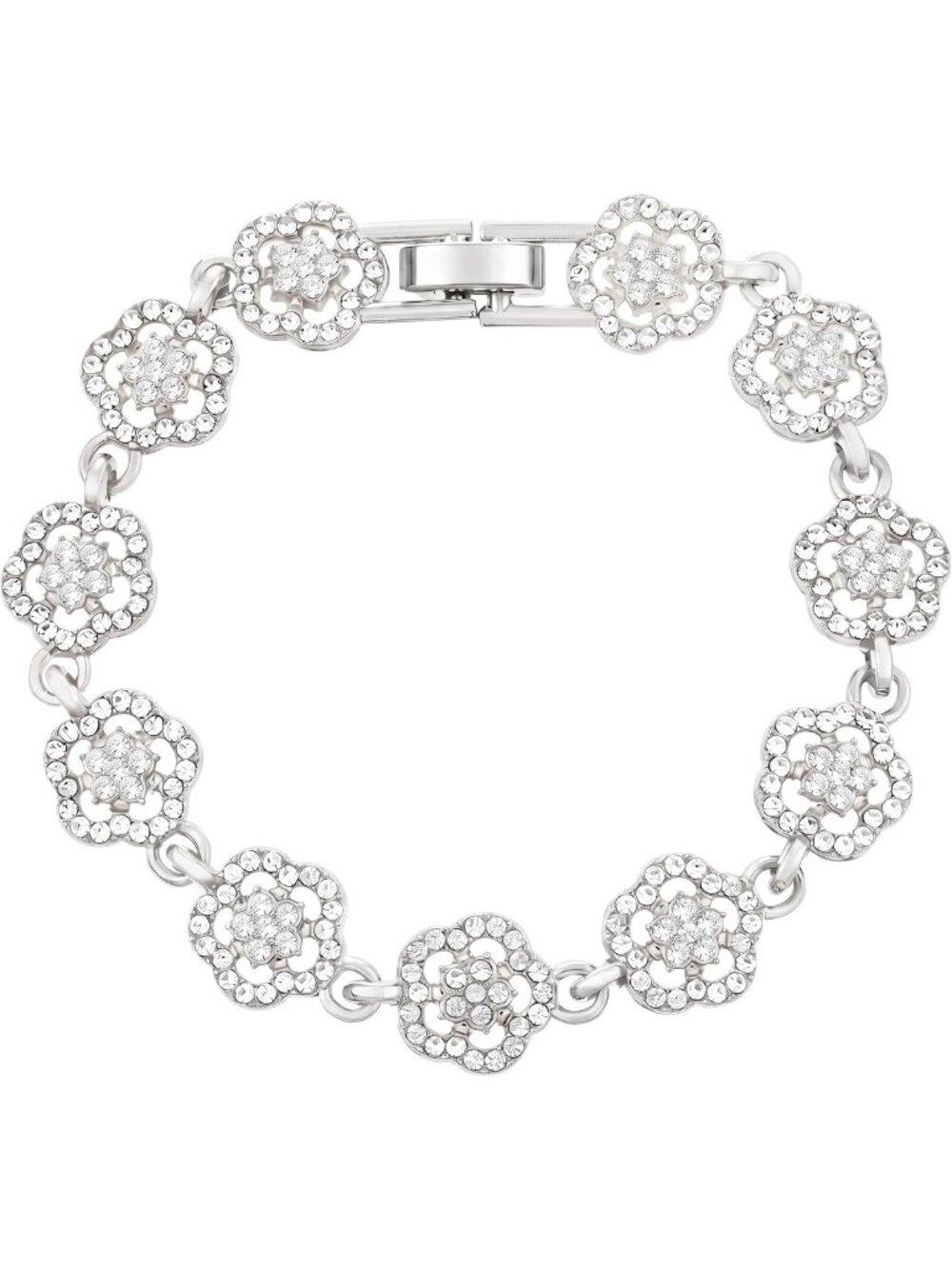Gold Tone Four Leaf Clover Bracelet, Adjustable CZ Lucky Charm Jewelry Gift